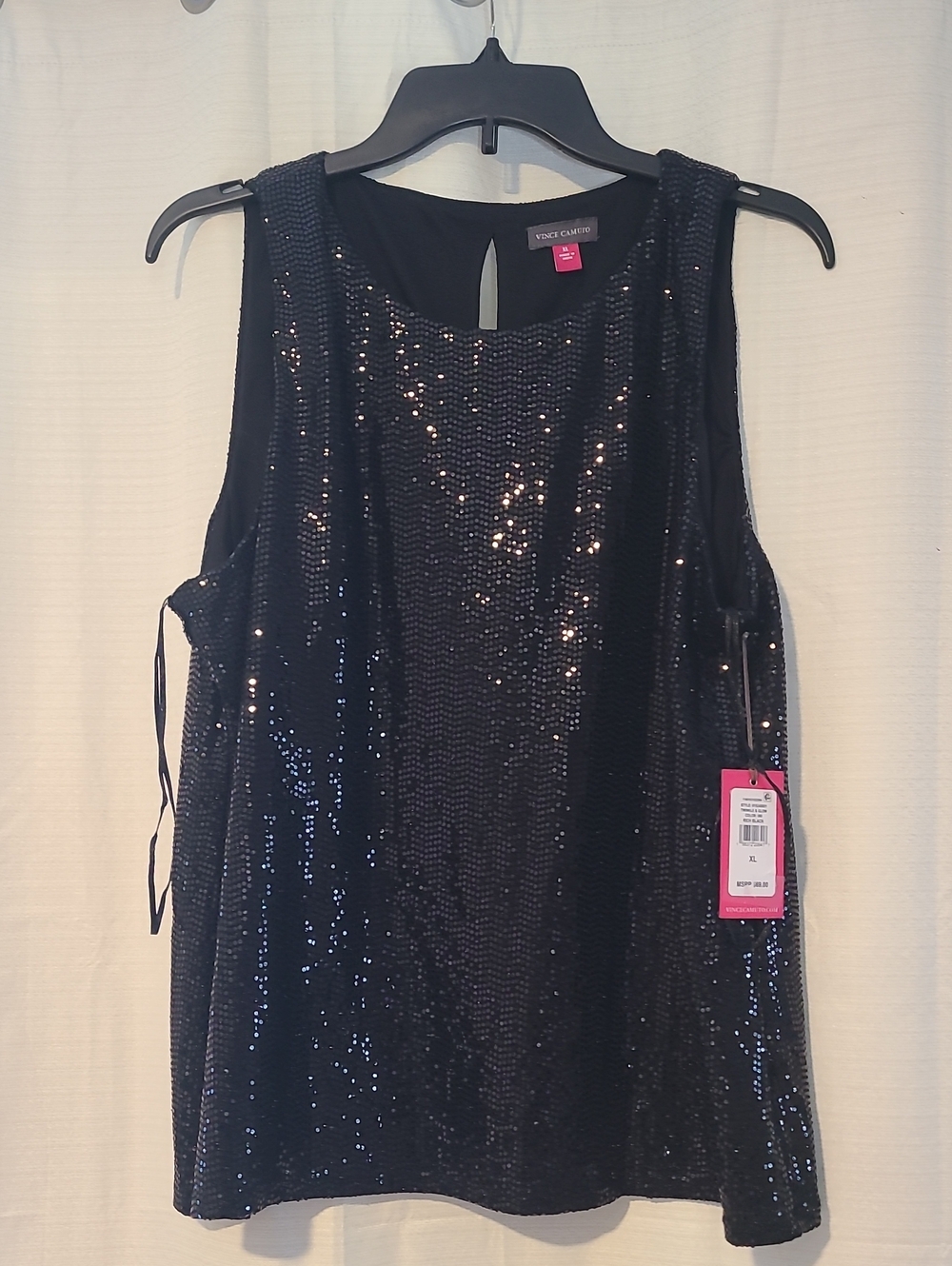 Vince Camuto Black Sequin Sleeveless XL Top - Twinkle And Glow